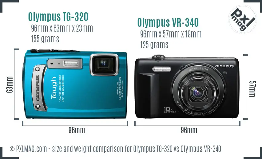 Olympus TG-320 vs Olympus VR-340 size comparison