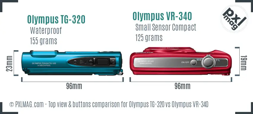 Olympus TG-320 vs Olympus VR-340 top view buttons comparison