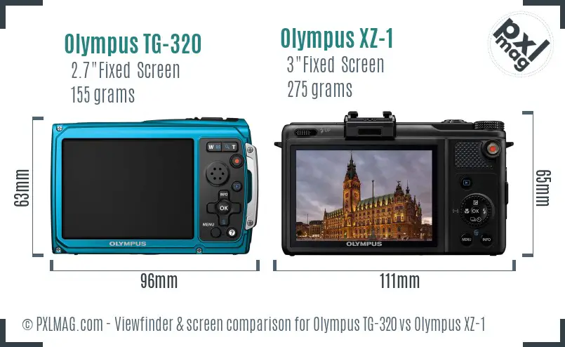 Olympus TG-320 vs Olympus XZ-1 Screen and Viewfinder comparison