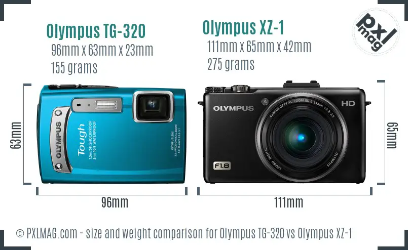 Olympus TG-320 vs Olympus XZ-1 size comparison