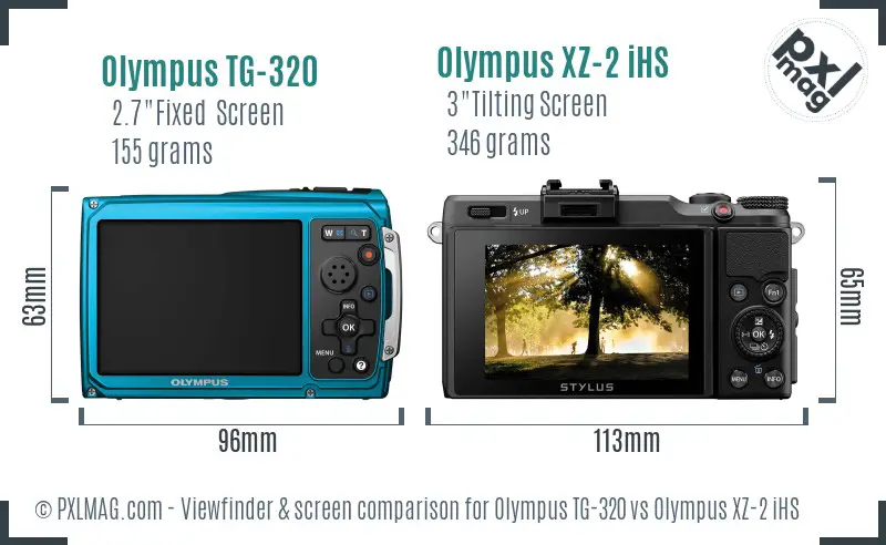 Olympus TG-320 vs Olympus XZ-2 iHS Screen and Viewfinder comparison