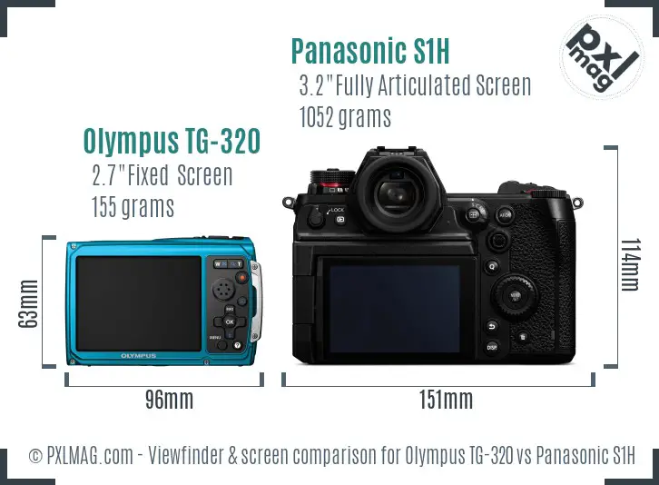 Olympus TG-320 vs Panasonic S1H Screen and Viewfinder comparison