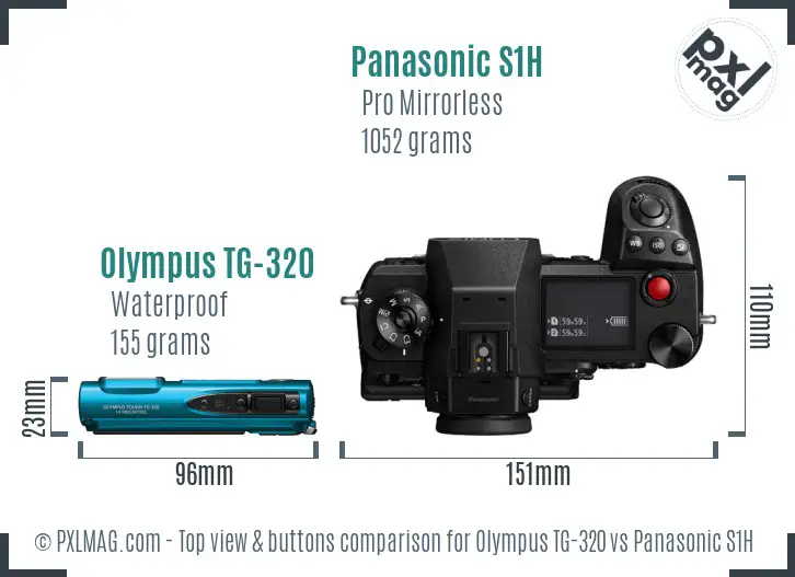 Olympus TG-320 vs Panasonic S1H top view buttons comparison
