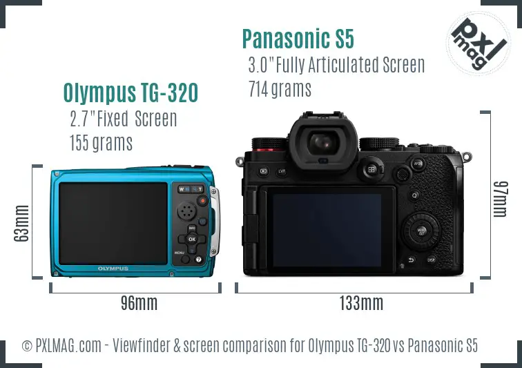 Olympus TG-320 vs Panasonic S5 Screen and Viewfinder comparison
