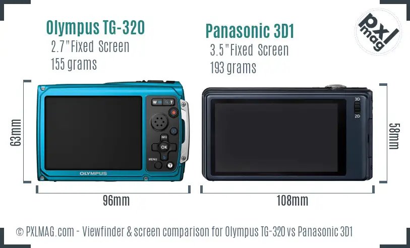Olympus TG-320 vs Panasonic 3D1 Screen and Viewfinder comparison