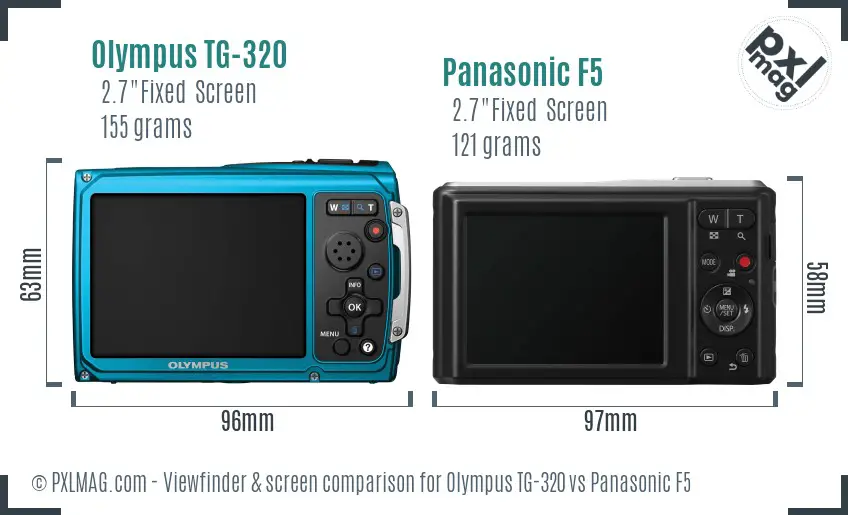 Olympus TG-320 vs Panasonic F5 Screen and Viewfinder comparison