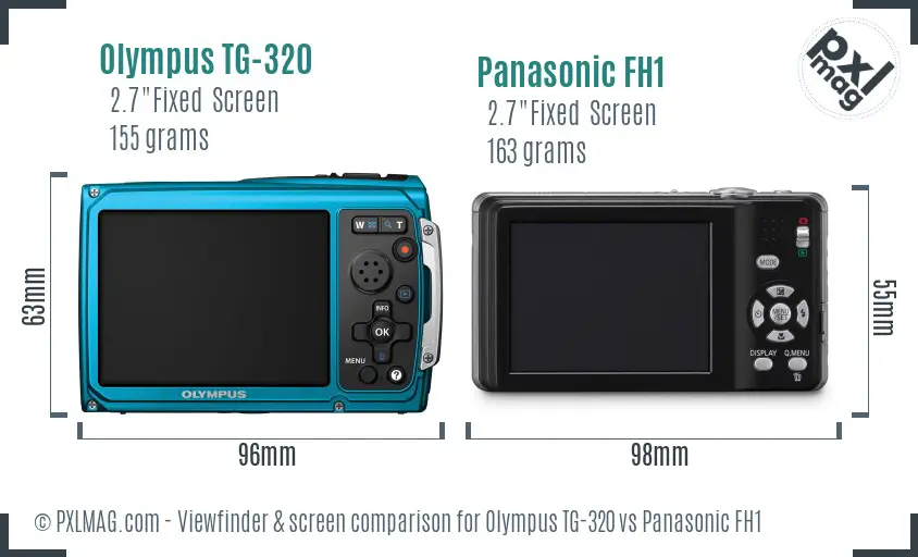 Olympus TG-320 vs Panasonic FH1 Screen and Viewfinder comparison