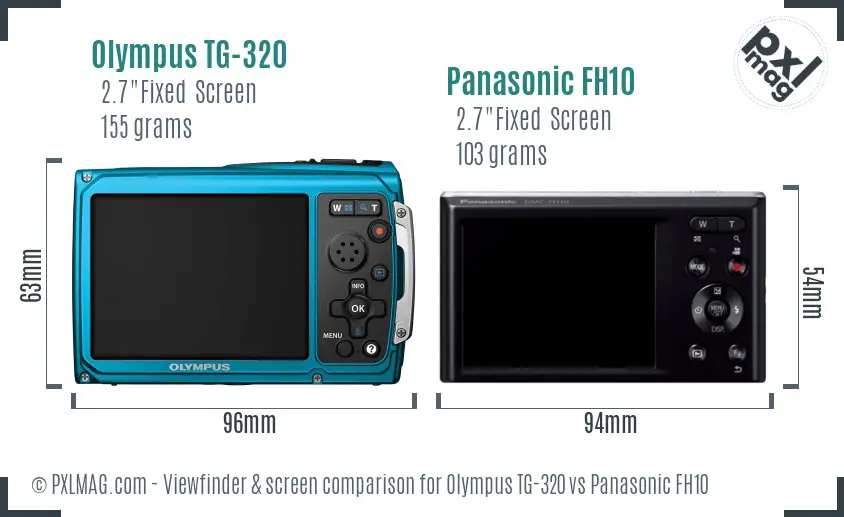 Olympus TG-320 vs Panasonic FH10 Screen and Viewfinder comparison