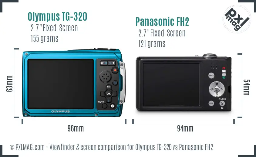 Olympus TG-320 vs Panasonic FH2 Screen and Viewfinder comparison