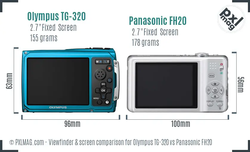 Olympus TG-320 vs Panasonic FH20 Screen and Viewfinder comparison