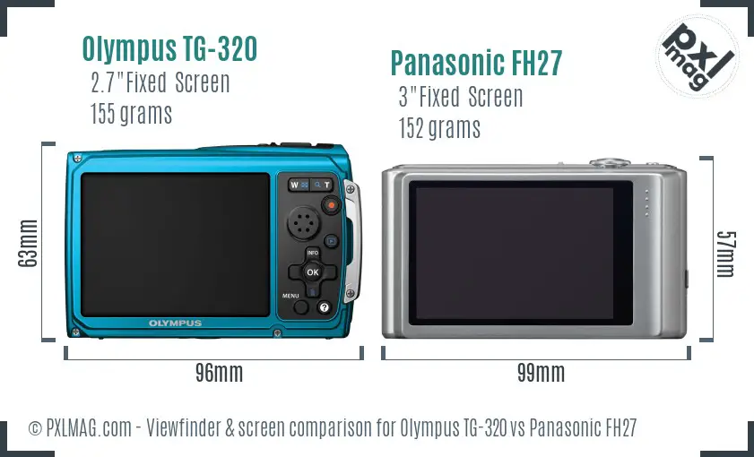 Olympus TG-320 vs Panasonic FH27 Screen and Viewfinder comparison