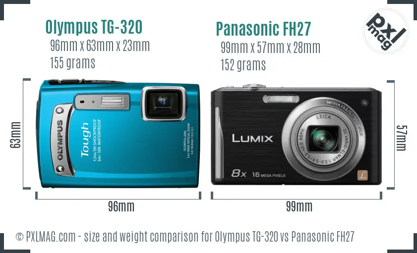 Olympus TG-320 vs Panasonic FH27 size comparison