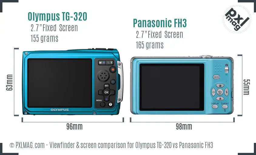 Olympus TG-320 vs Panasonic FH3 Screen and Viewfinder comparison