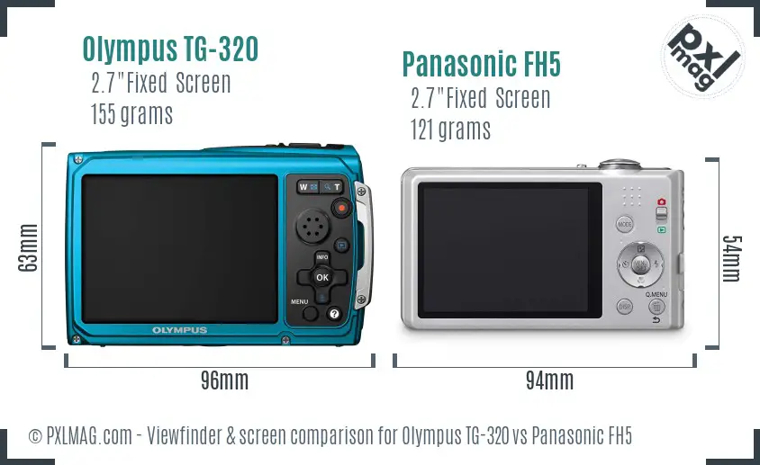 Olympus TG-320 vs Panasonic FH5 Screen and Viewfinder comparison