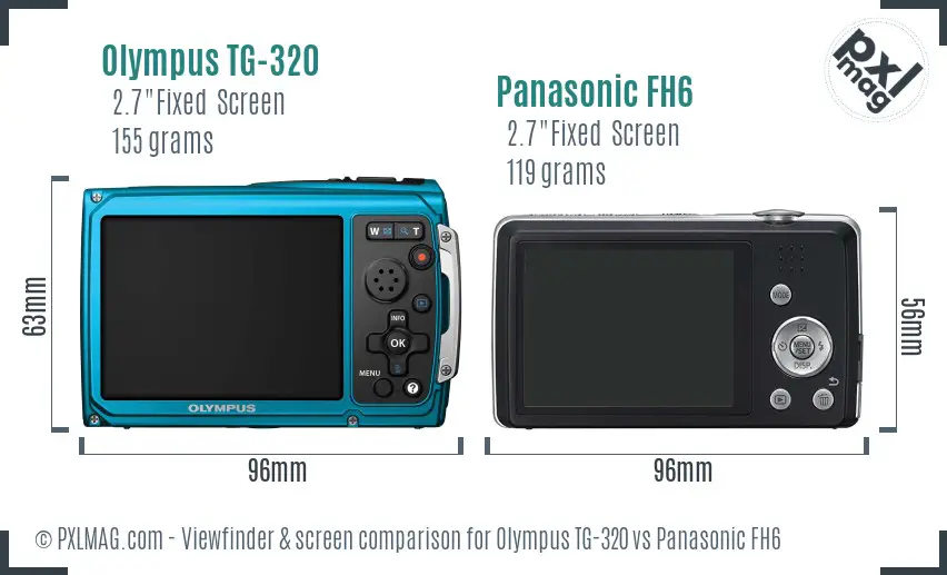 Olympus TG-320 vs Panasonic FH6 Screen and Viewfinder comparison