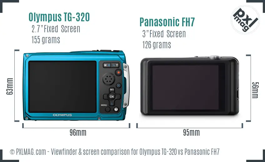 Olympus TG-320 vs Panasonic FH7 Screen and Viewfinder comparison