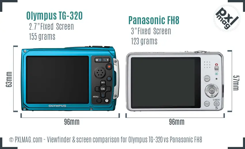 Olympus TG-320 vs Panasonic FH8 Screen and Viewfinder comparison