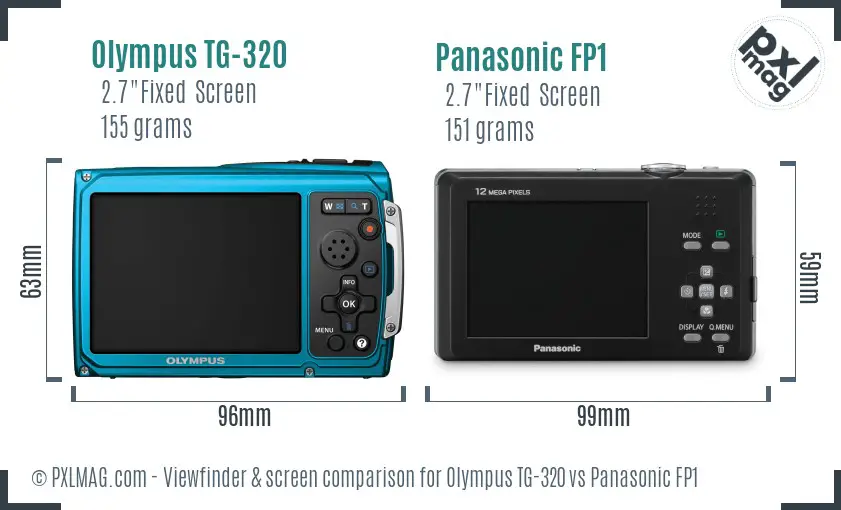 Olympus TG-320 vs Panasonic FP1 Screen and Viewfinder comparison