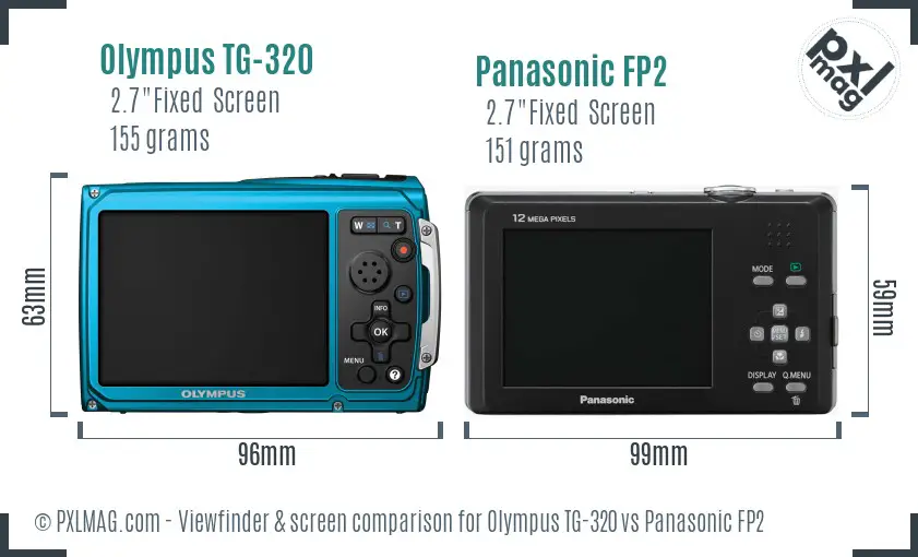 Olympus TG-320 vs Panasonic FP2 Screen and Viewfinder comparison