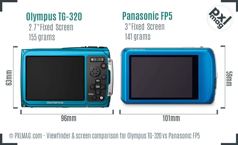 Olympus TG-320 vs Panasonic FP5 Screen and Viewfinder comparison