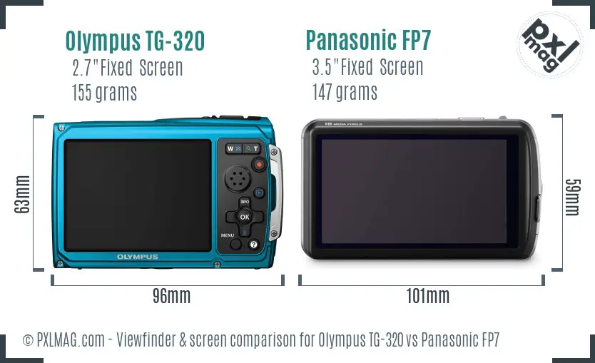 Olympus TG-320 vs Panasonic FP7 Screen and Viewfinder comparison