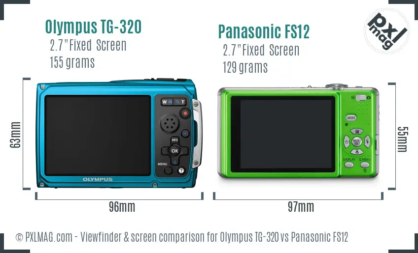 Olympus TG-320 vs Panasonic FS12 Screen and Viewfinder comparison