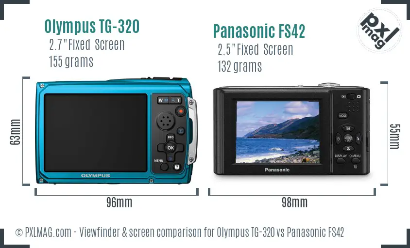 Olympus TG-320 vs Panasonic FS42 Screen and Viewfinder comparison
