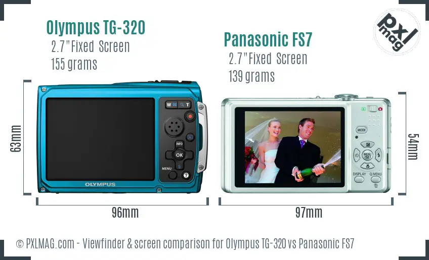 Olympus TG-320 vs Panasonic FS7 Screen and Viewfinder comparison