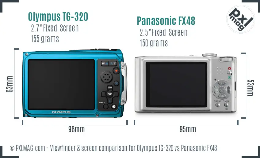 Olympus TG-320 vs Panasonic FX48 Screen and Viewfinder comparison