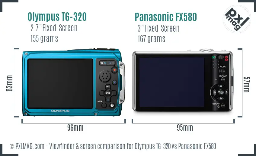 Olympus TG-320 vs Panasonic FX580 Screen and Viewfinder comparison