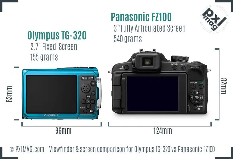 Olympus TG-320 vs Panasonic FZ100 Screen and Viewfinder comparison Olympus TG-320 vs Panasonic FZ100 Screen and Viewfinder comparison