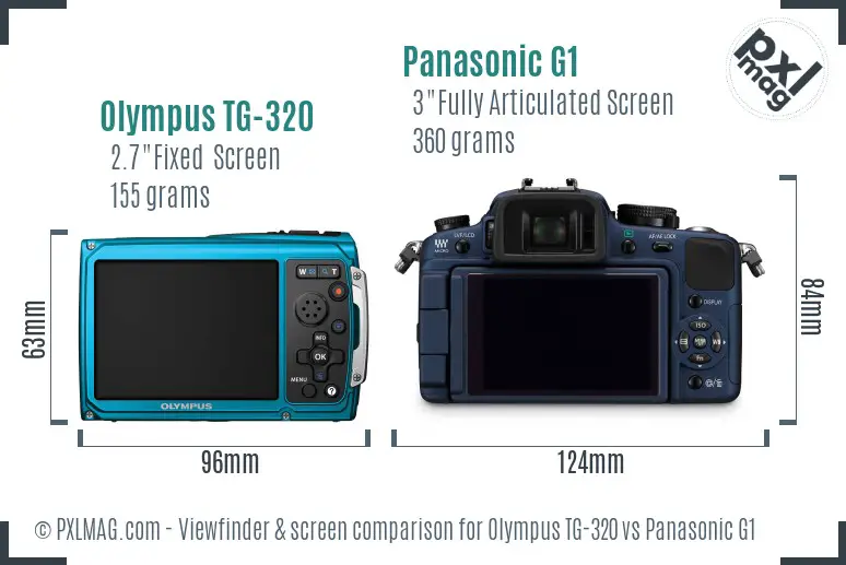 Olympus TG-320 vs Panasonic G1 Screen and Viewfinder comparison Olympus TG-320 vs Panasonic G1 Screen and Viewfinder comparison