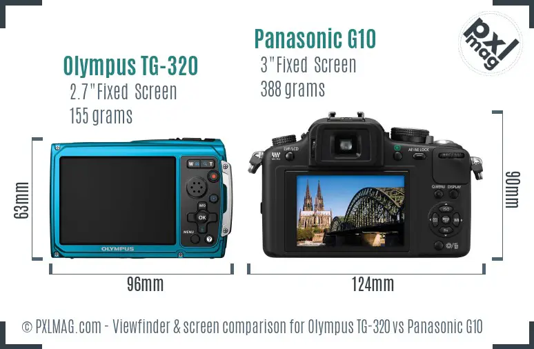 Olympus TG-320 vs Panasonic G10 Screen and Viewfinder comparison