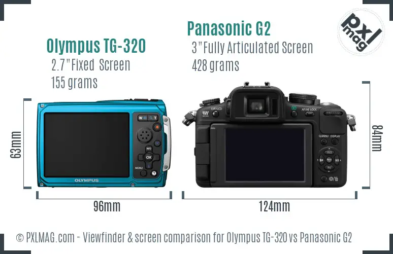 Olympus TG-320 vs Panasonic G2 Screen and Viewfinder comparison