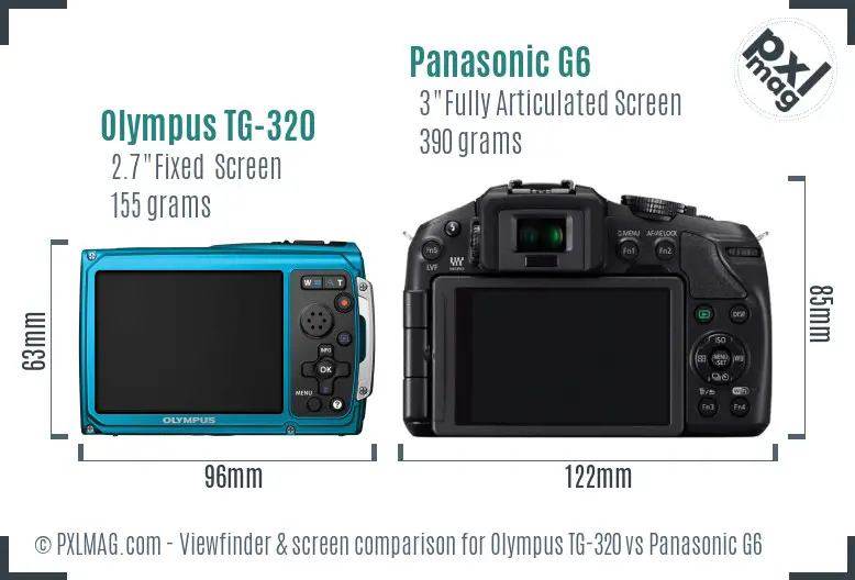 Olympus TG-320 vs Panasonic G6 Screen and Viewfinder comparison Olympus TG-320 vs Panasonic G6 Screen and Viewfinder comparison