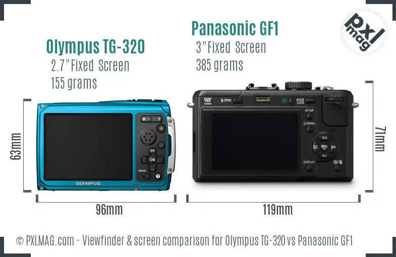 Olympus TG-320 vs Panasonic GF1 Screen and Viewfinder comparison