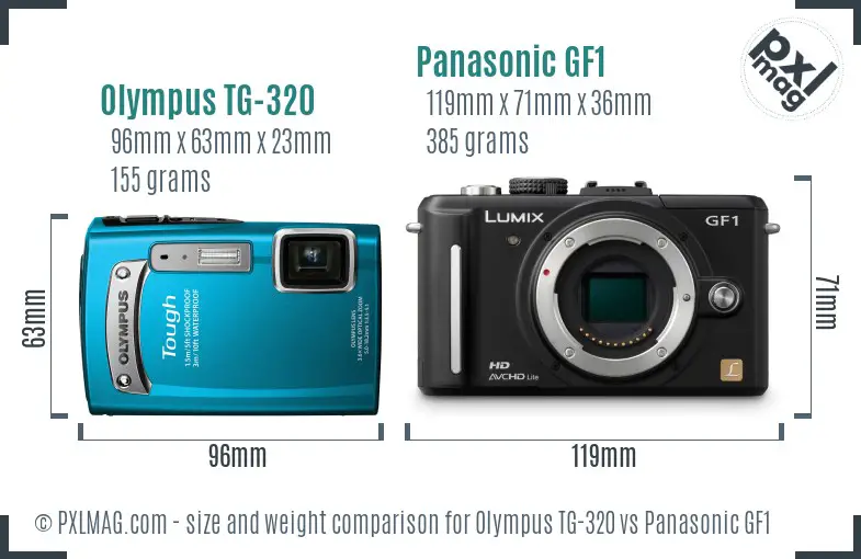 Olympus TG-320 vs Panasonic GF1 size comparison