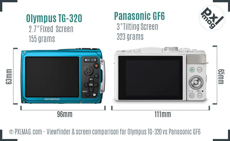 Olympus TG-320 vs Panasonic GF6 Screen and Viewfinder comparison