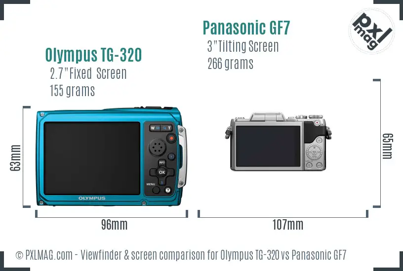 Olympus TG-320 vs Panasonic GF7 Screen and Viewfinder comparison