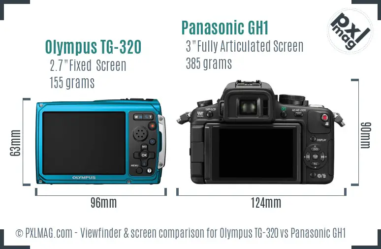 Olympus TG-320 vs Panasonic GH1 Screen and Viewfinder comparison