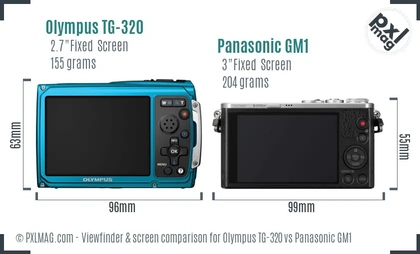 Olympus TG-320 vs Panasonic GM1 Screen and Viewfinder comparison