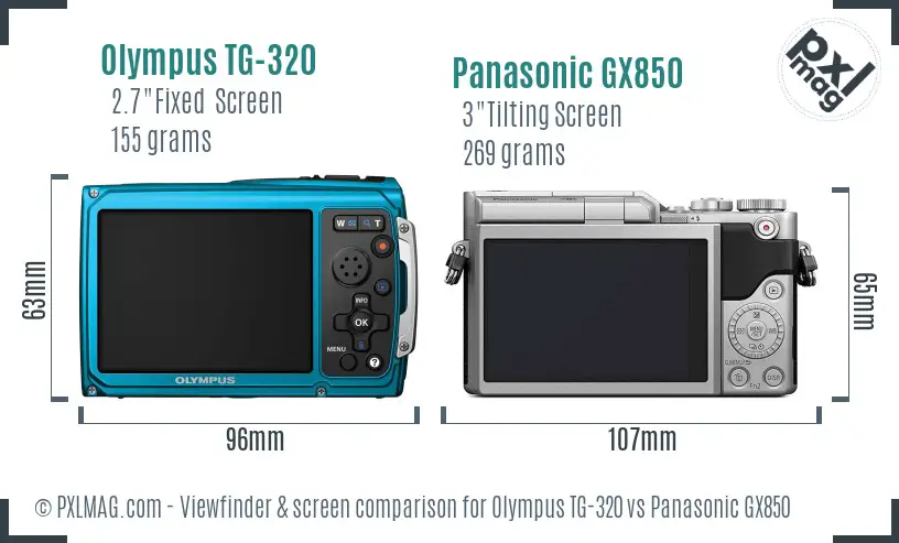 Olympus TG-320 vs Panasonic GX850 Screen and Viewfinder comparison Olympus TG-320 vs Panasonic GX850 Screen and Viewfinder comparison