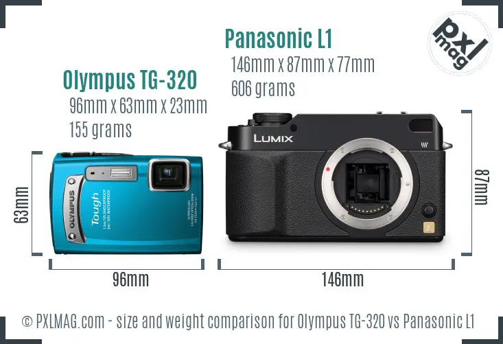 Olympus TG-320 vs Panasonic L1 size comparison