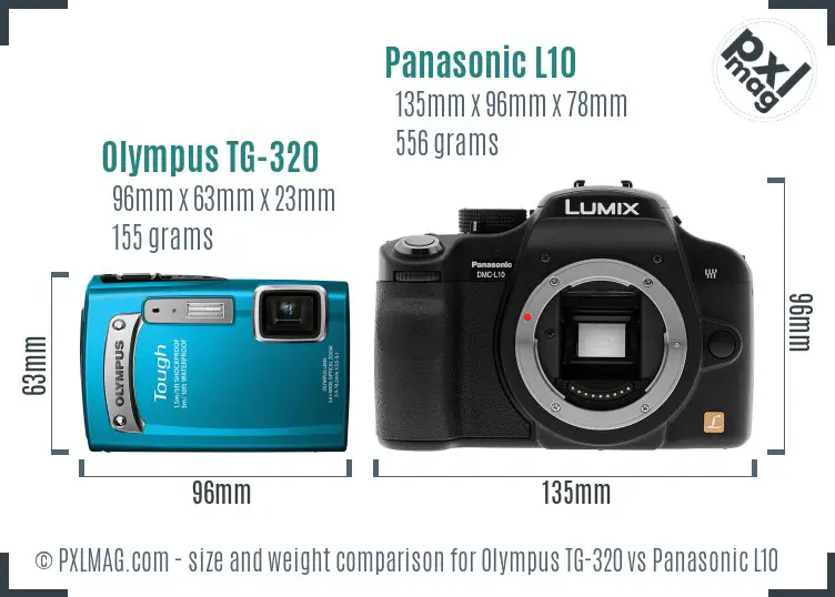 Olympus TG-320 vs Panasonic L10 size comparison