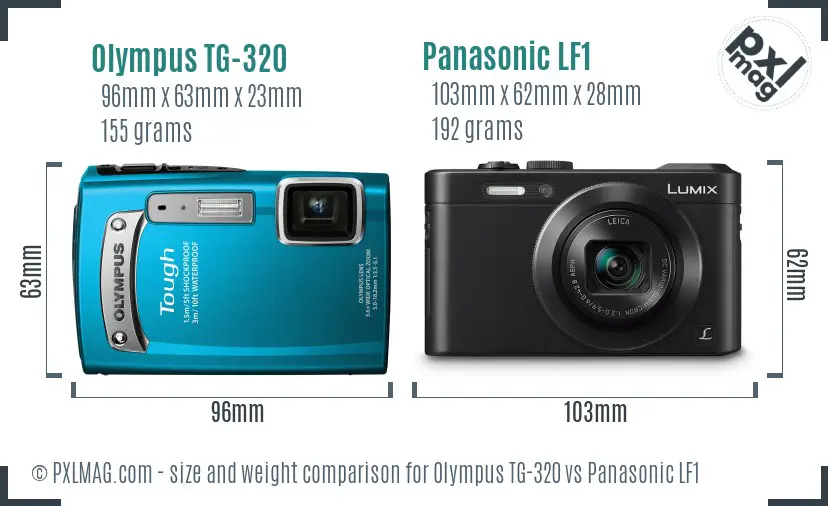 Olympus TG-320 vs Panasonic LF1 size comparison