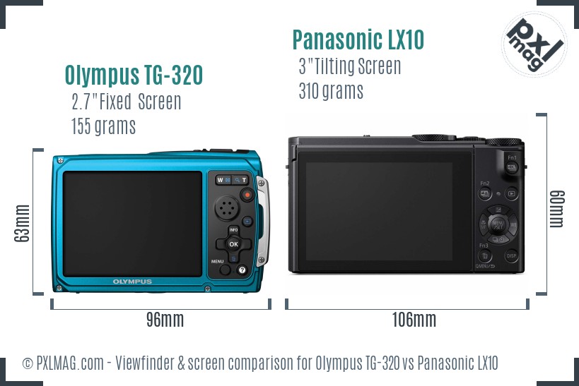 Olympus TG-320 vs Panasonic LX10 Screen and Viewfinder comparison