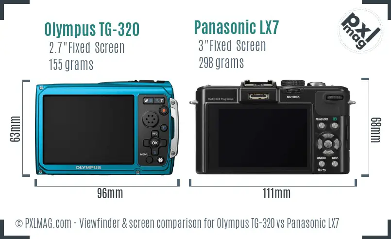 Olympus TG-320 vs Panasonic LX7 Screen and Viewfinder comparison