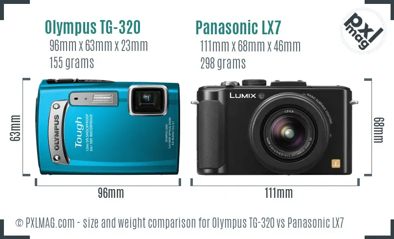 Olympus TG-320 vs Panasonic LX7 size comparison