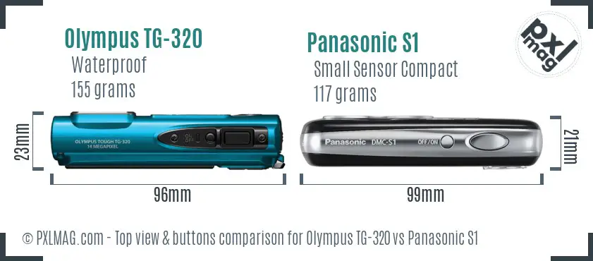 Olympus TG-320 vs Panasonic S1 top view buttons comparison