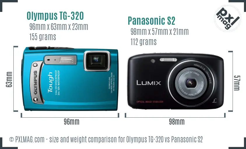 Olympus TG-320 vs Panasonic S2 size comparison
